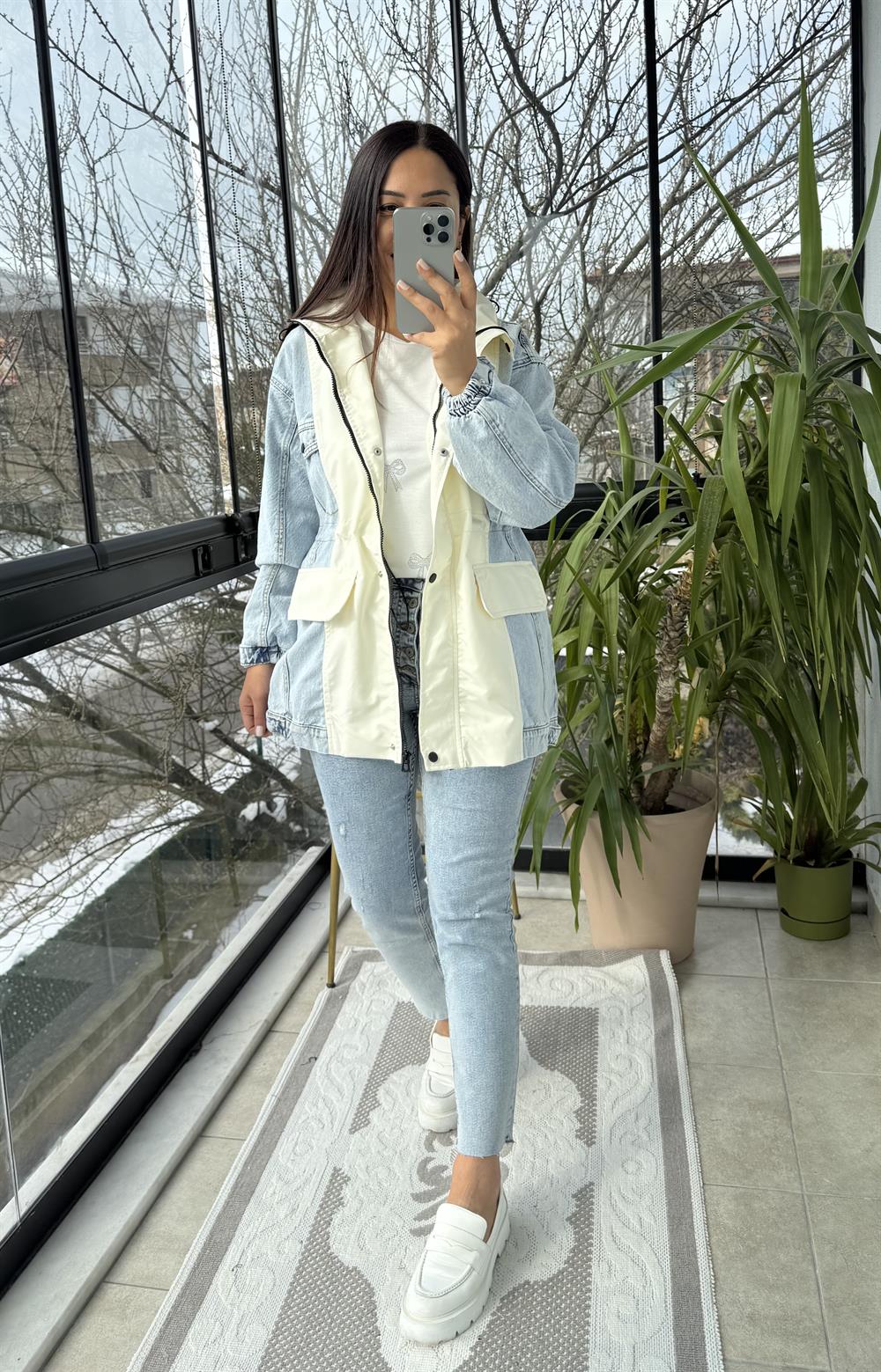 Parka Mix Yağmurluk Ekru