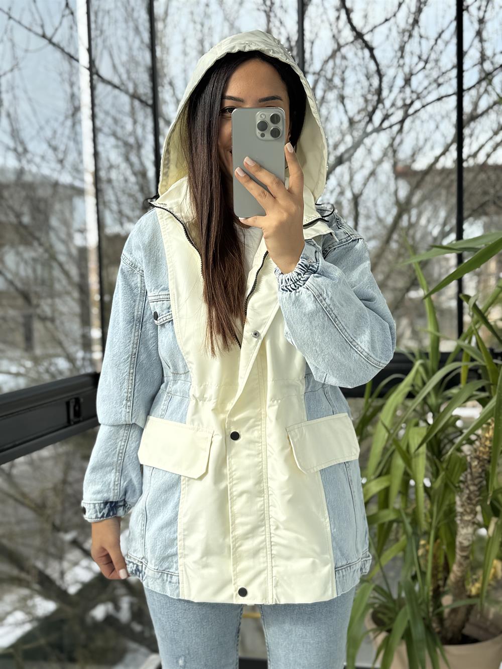 Parka Mix Yağmurluk Ekru