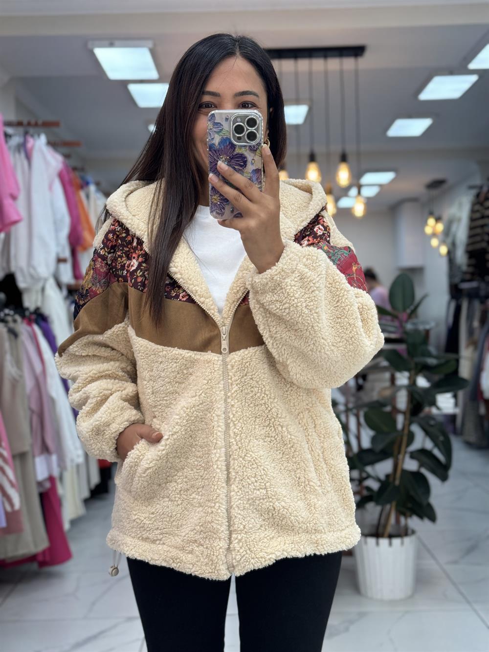 Pelüş Etnik Desen Mont 