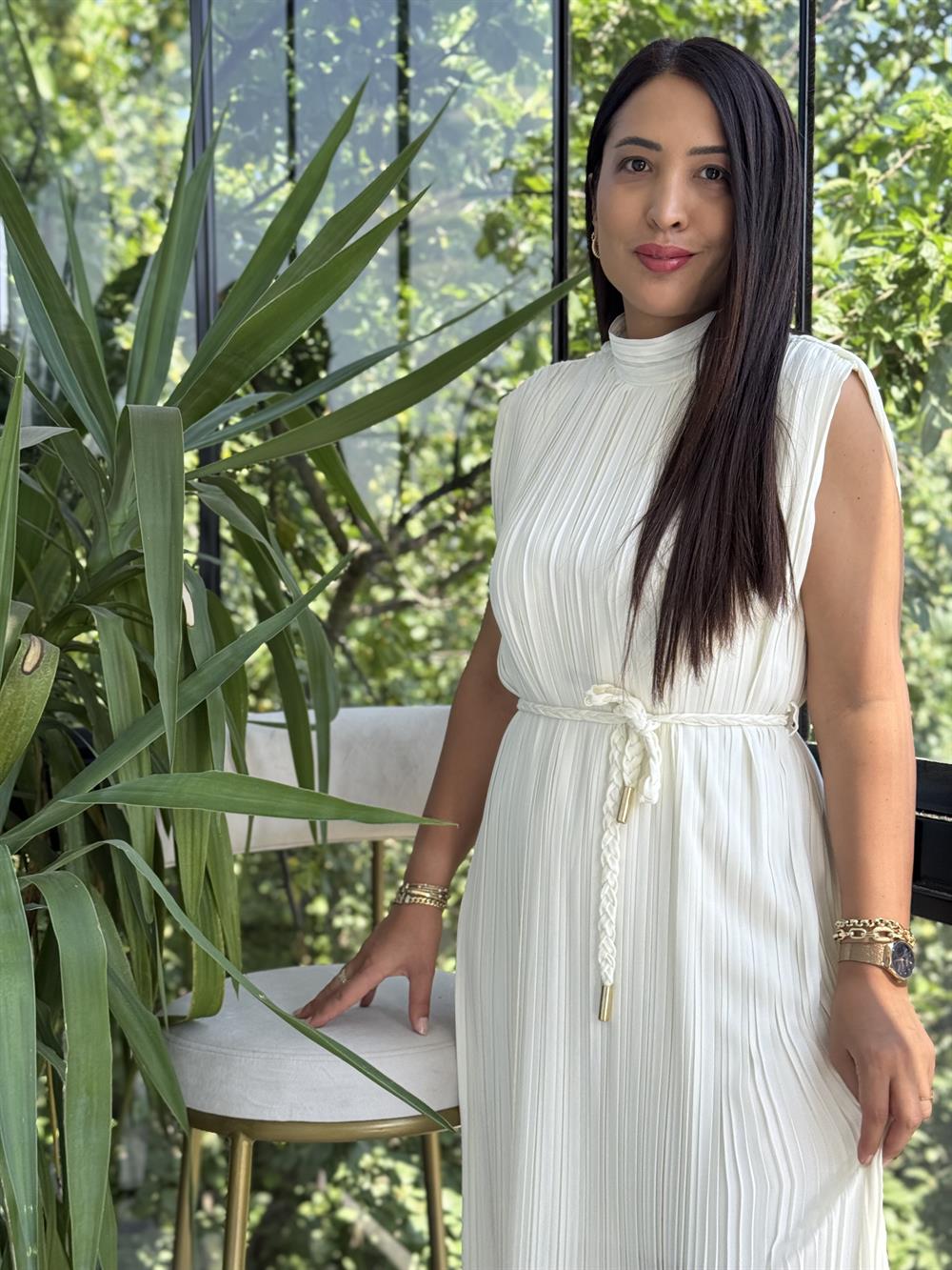 Piliseli Elbise Krem