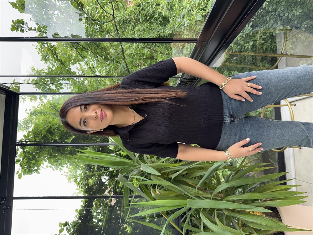 Polo Yaka Ajurlu Kısa Kol Triko Siyah