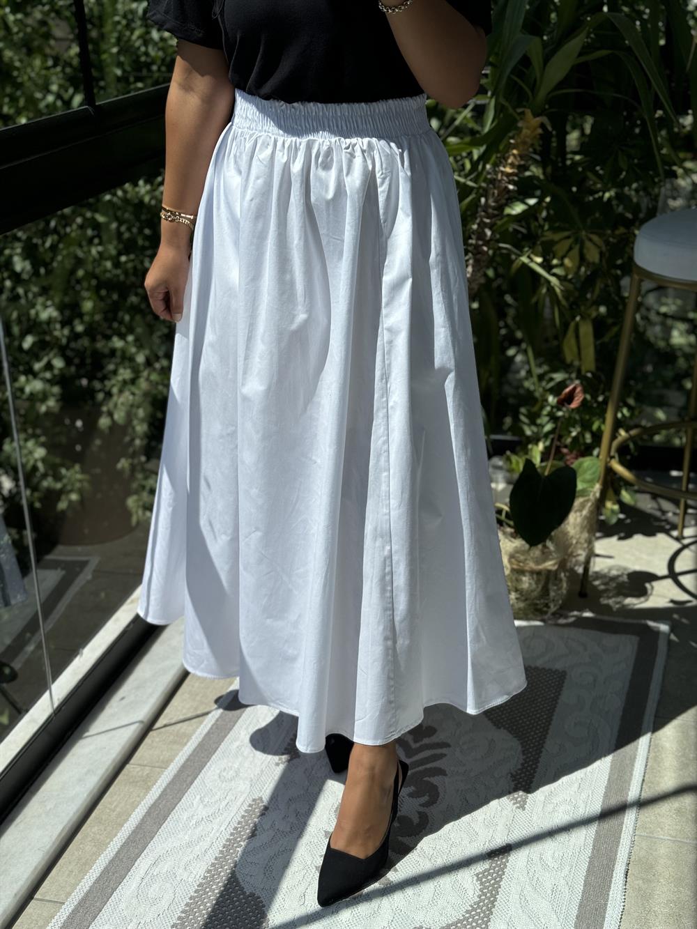 Poplin Etek Beyaz