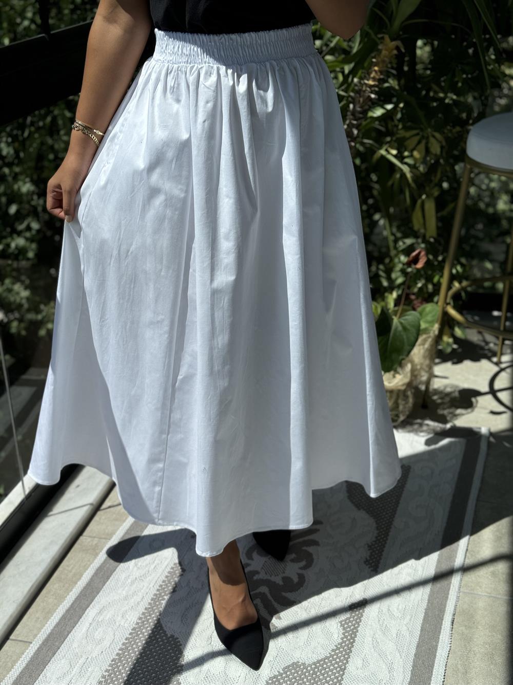 Poplin Etek Beyaz