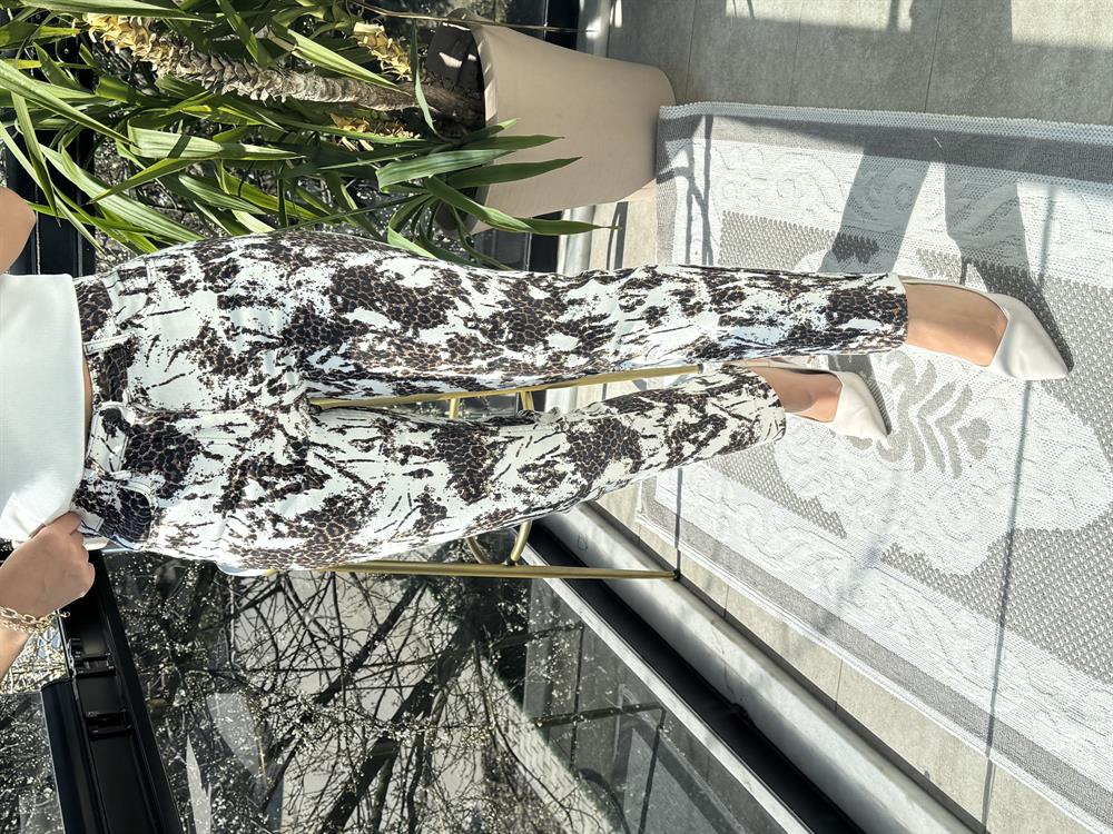 Premium Kalite Kesik Paça Jean Desenli