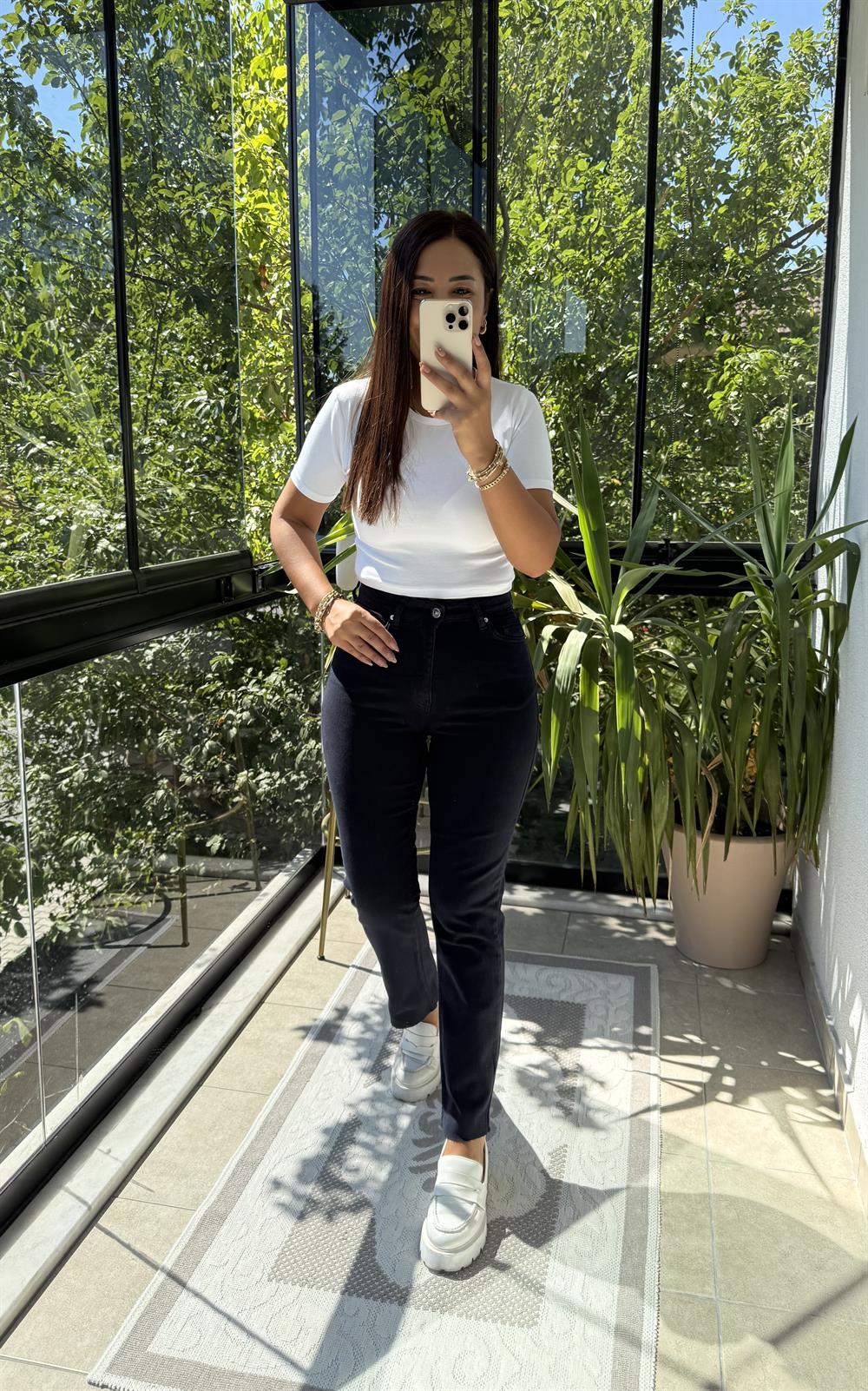 Premium Kalite Kesik Paça Jean Lacivert