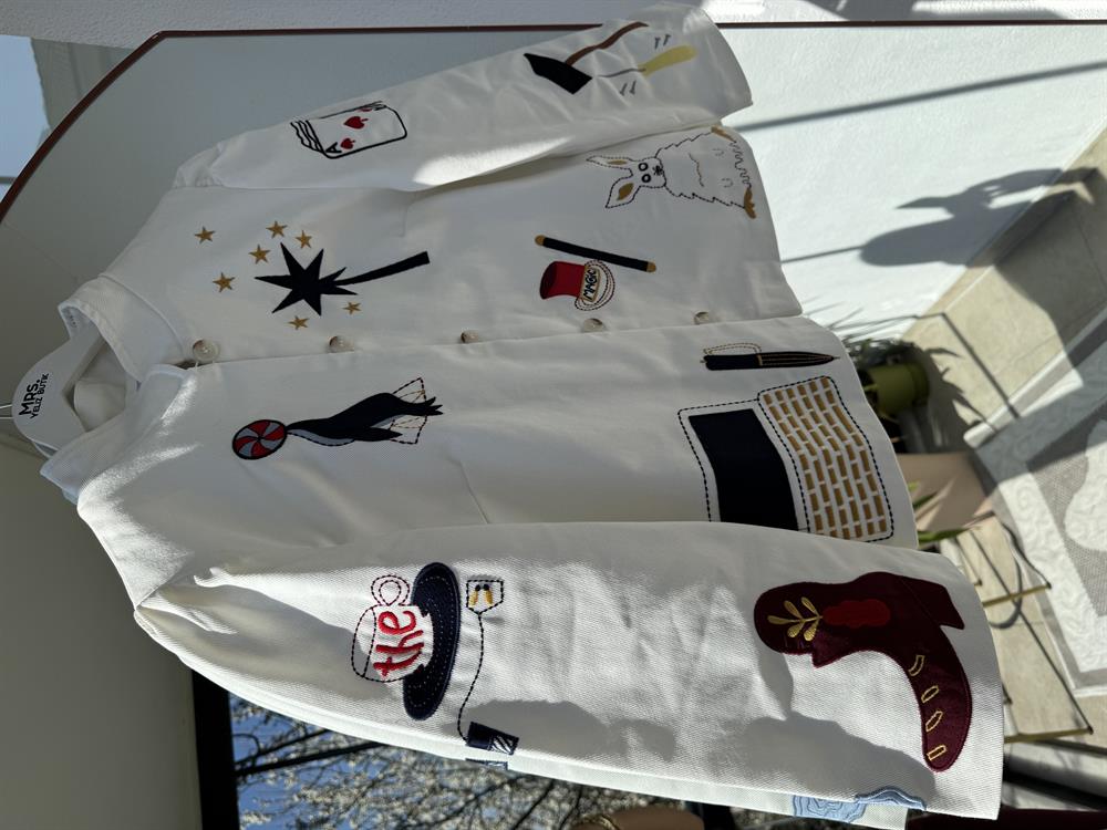 Premium Nakışlı Ceket Beyaz