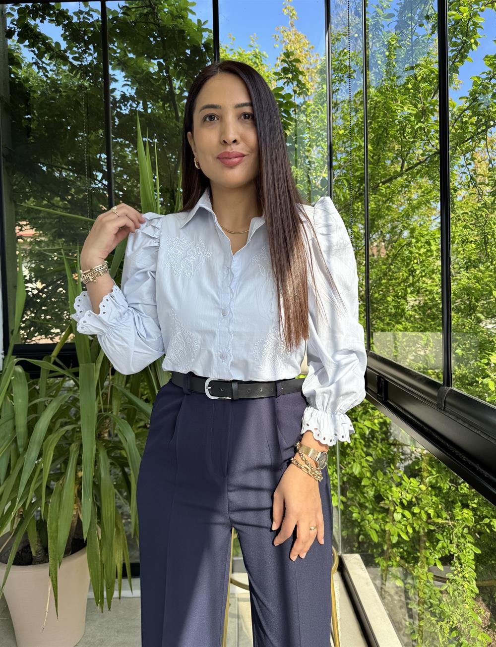 Prenses Gömlek Bebe Mavi