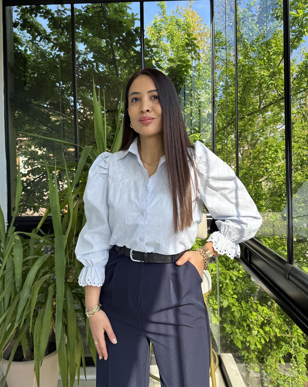 Prenses Gömlek Bebe Mavi