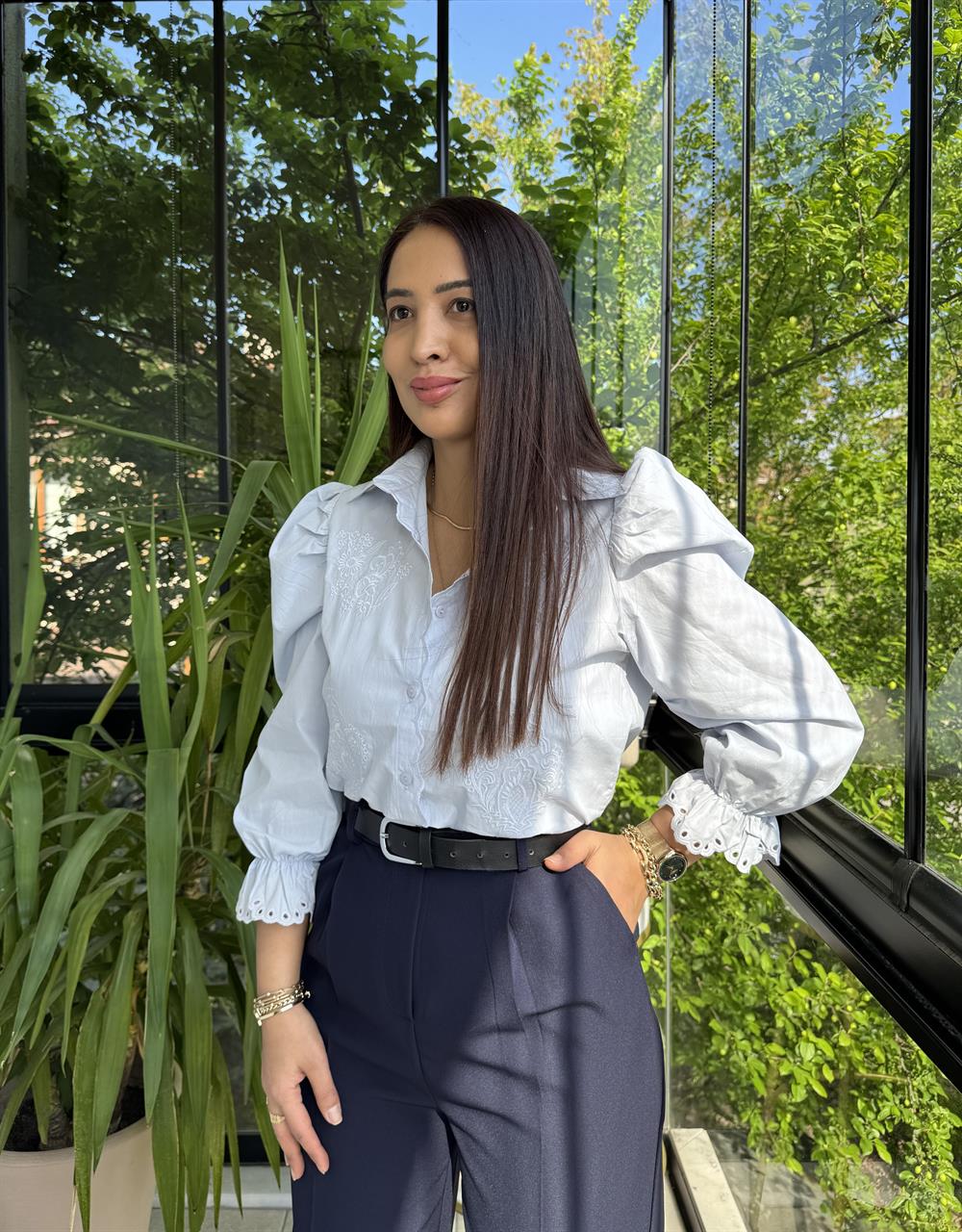 Prenses Gömlek Bebe Mavi