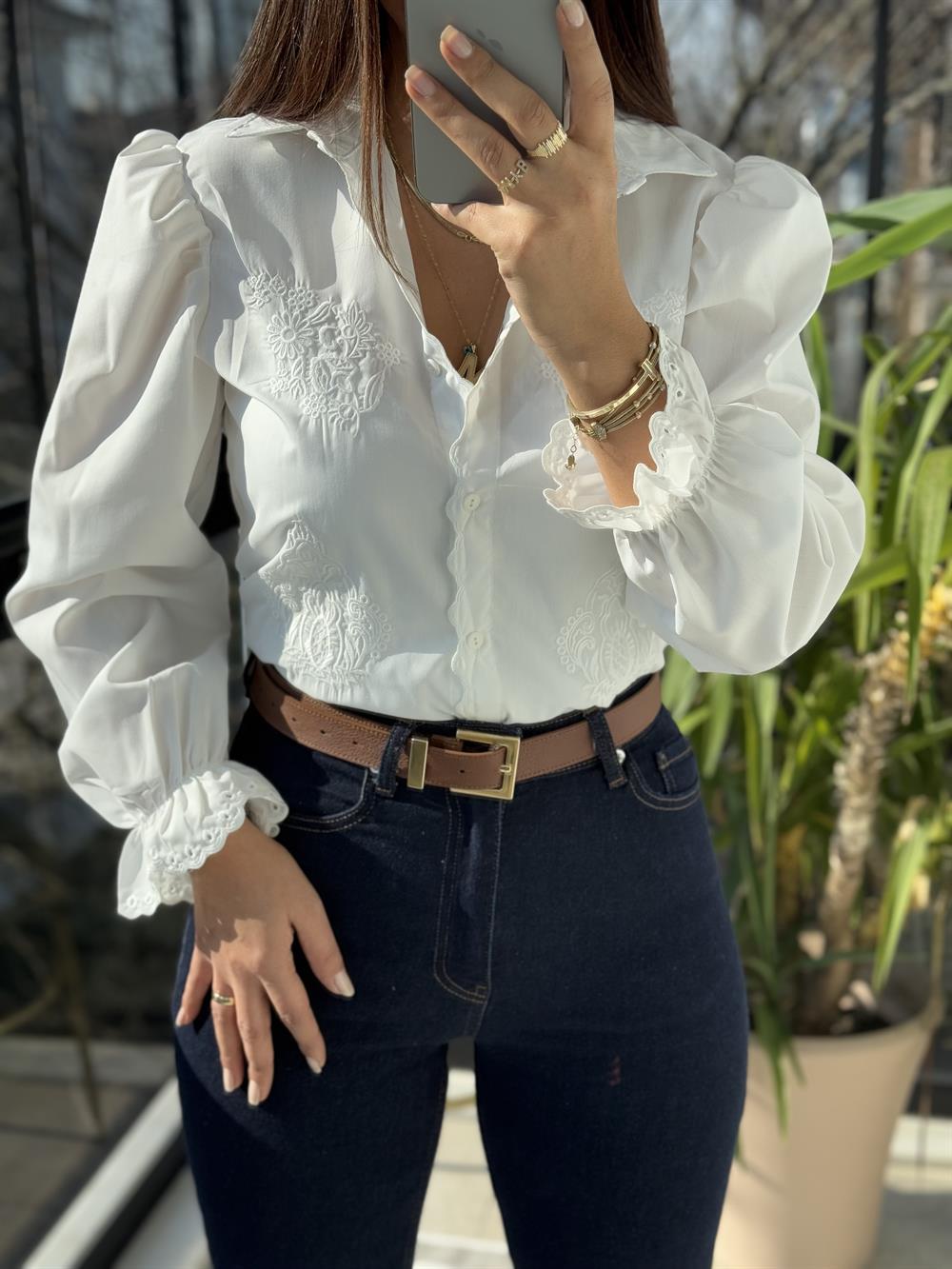 Prenses Gömlek Beyaz