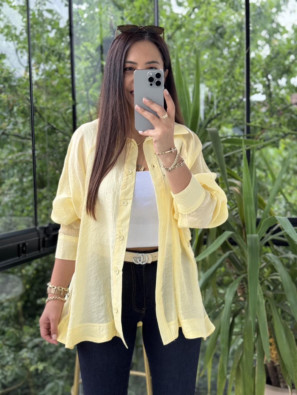 Reğlan Kol Salaş Gömlek Sarı