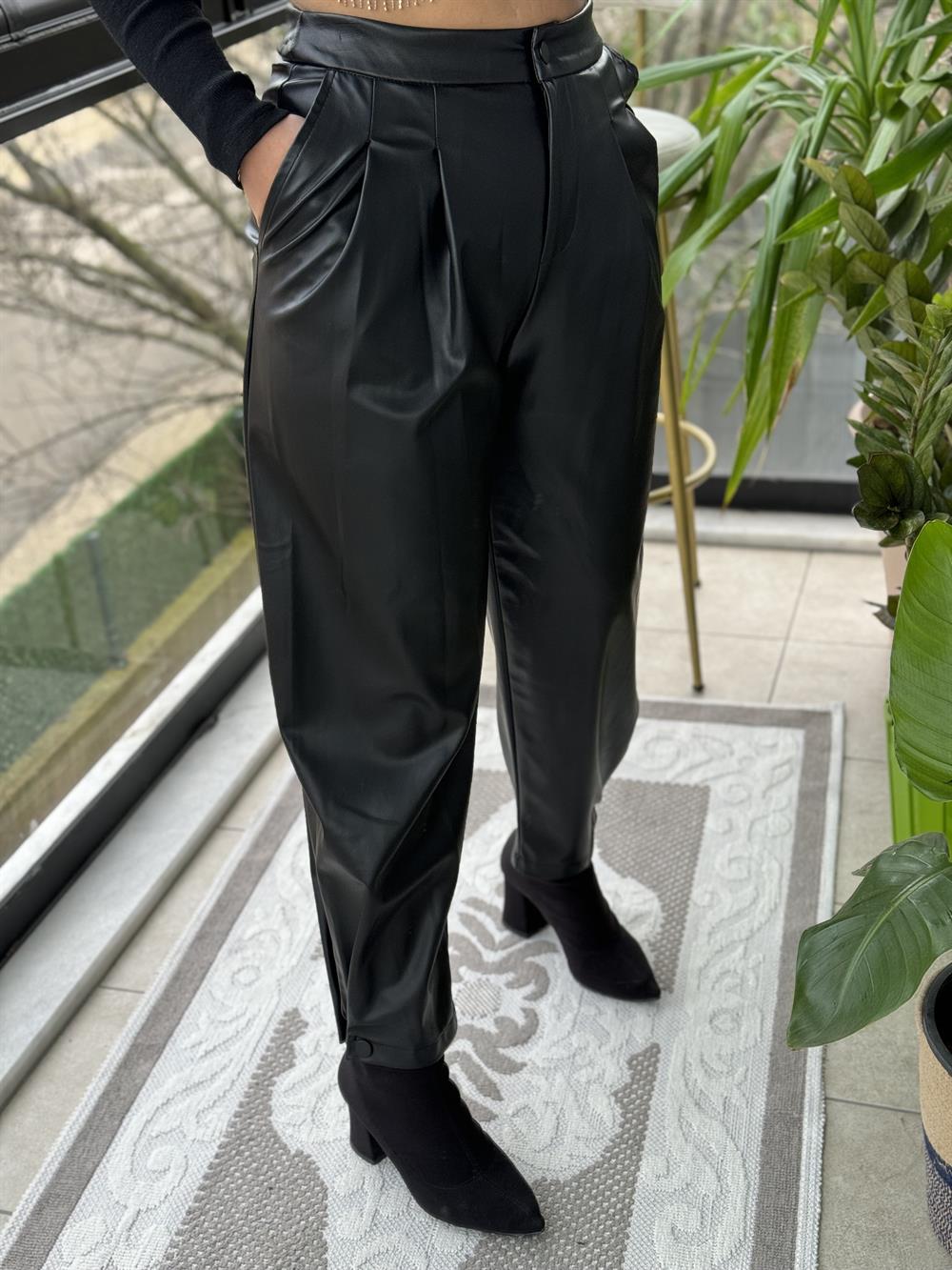 Şalvar Kesim Deri Pantolon 