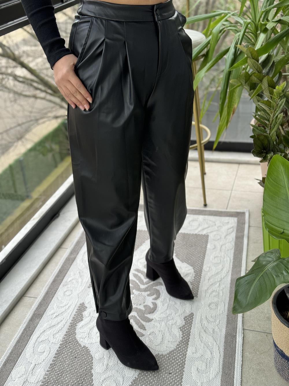 Şalvar Kesim Deri Pantolon 