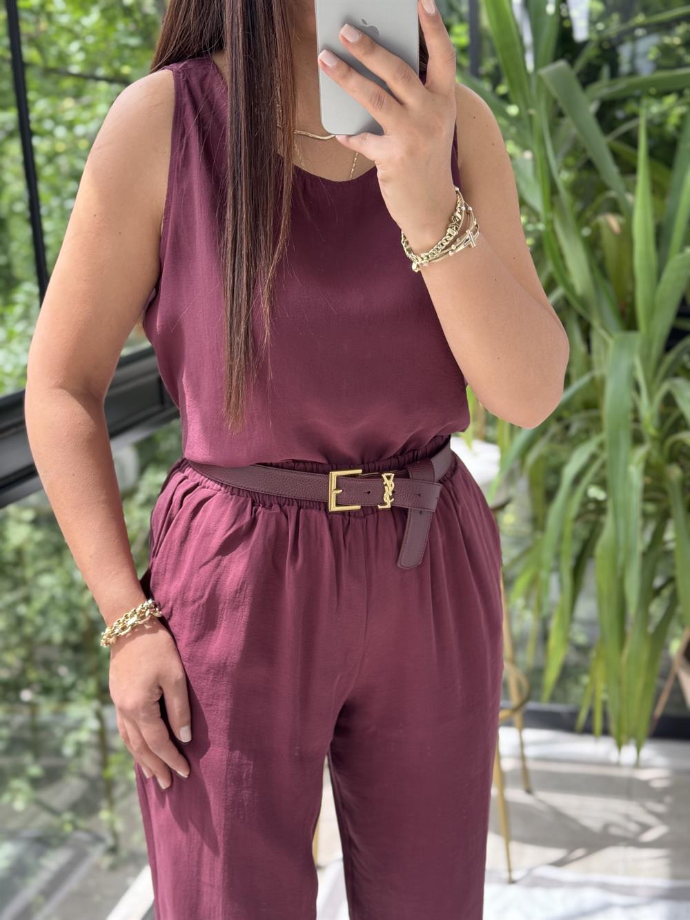 Sıfır Kol Tensel Takım Bordo