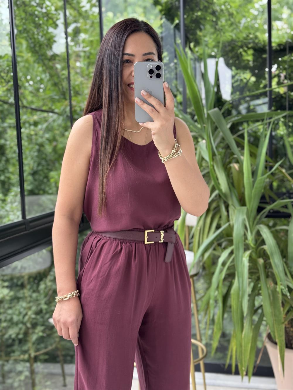 Sıfır Kol Tensel Takım Bordo