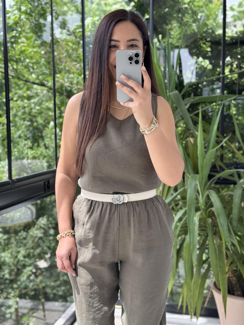 Sıfır Kol Tensel Takım Haki Yeşili