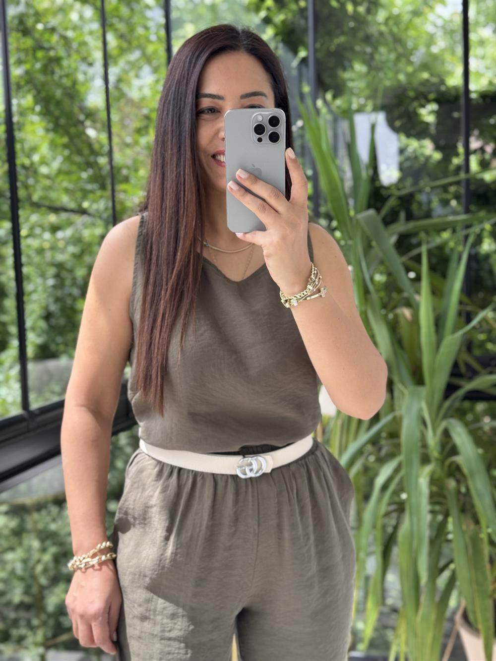 Sıfır Kol Tensel Takım Haki Yeşili