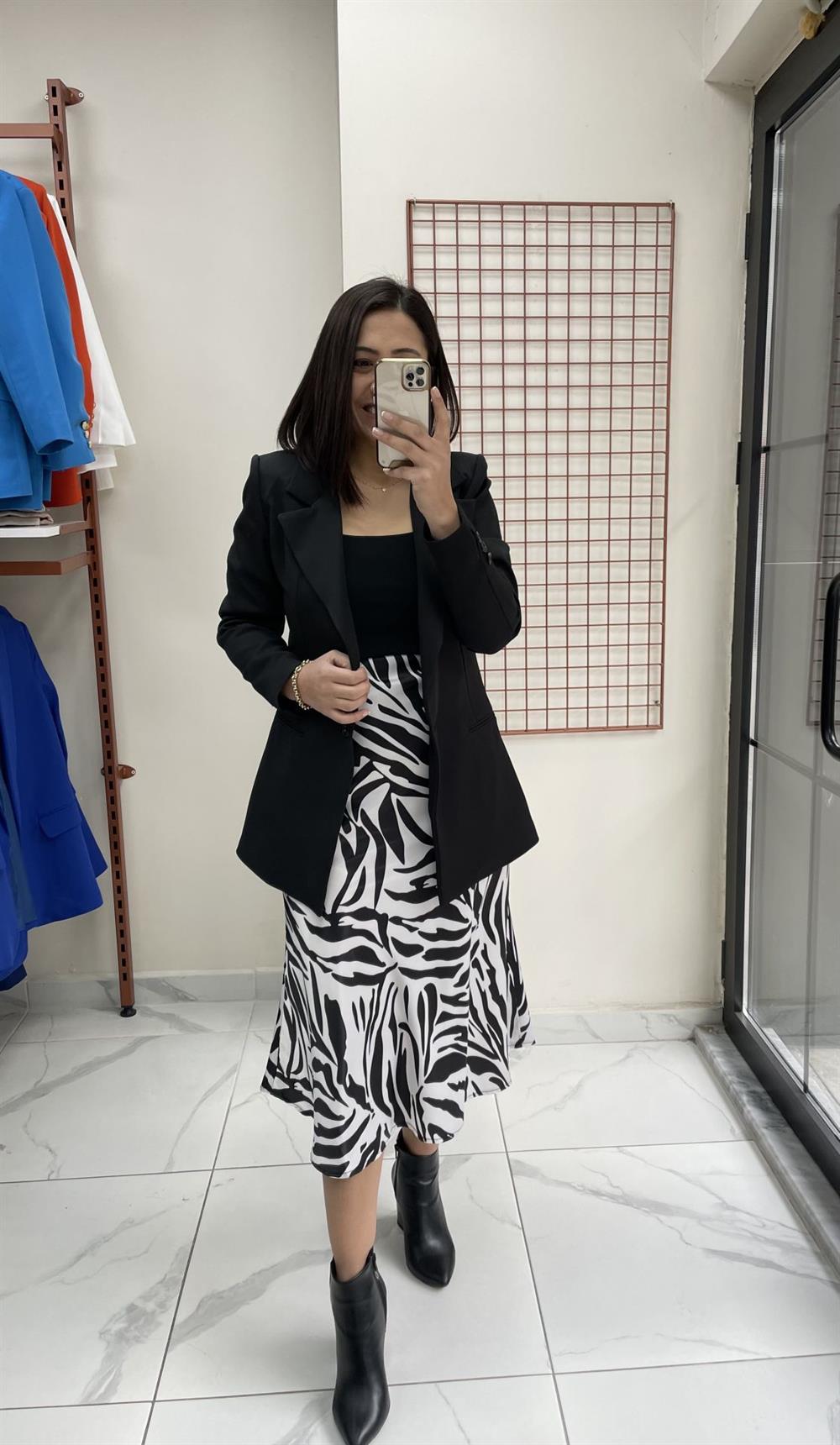 Siyah Tek Düğme Slimfit Blazer Ceket