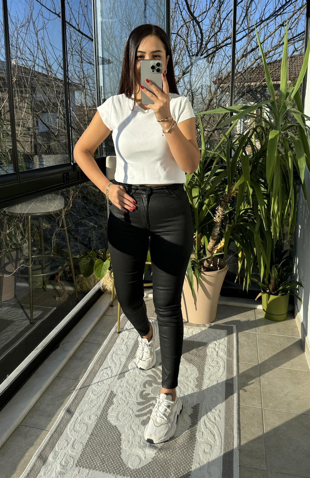 Skinny Deri Pantolon Siyah