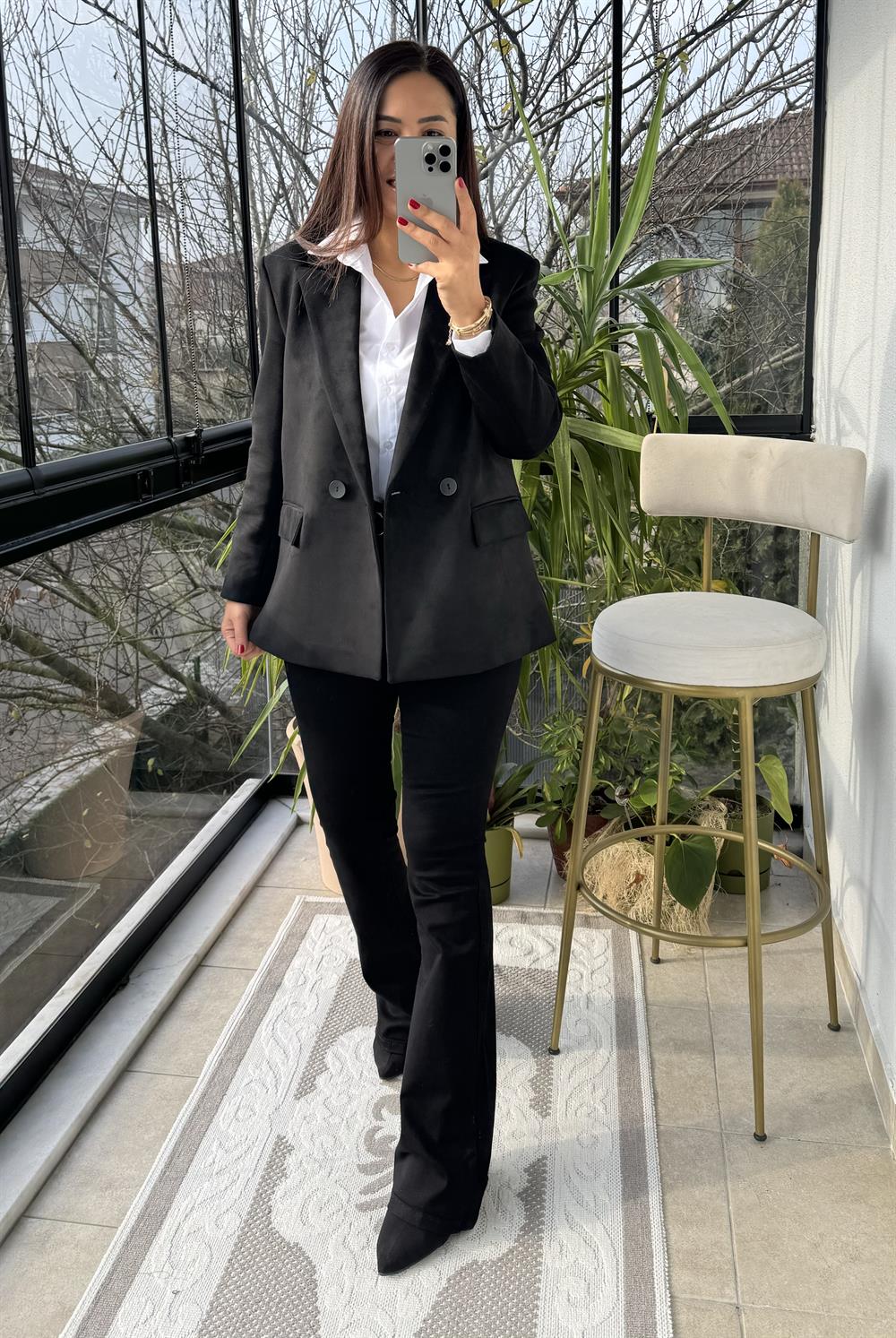 Süet Blazer Ceket Siyah