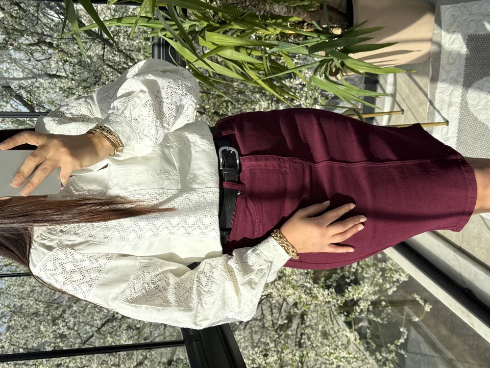 Tam Dantelli Bluz Beyaz