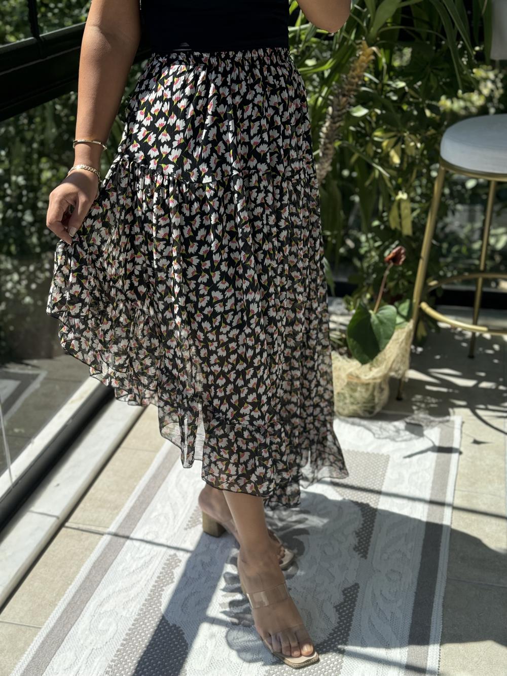 Tasarım Şifon Etek Pembe