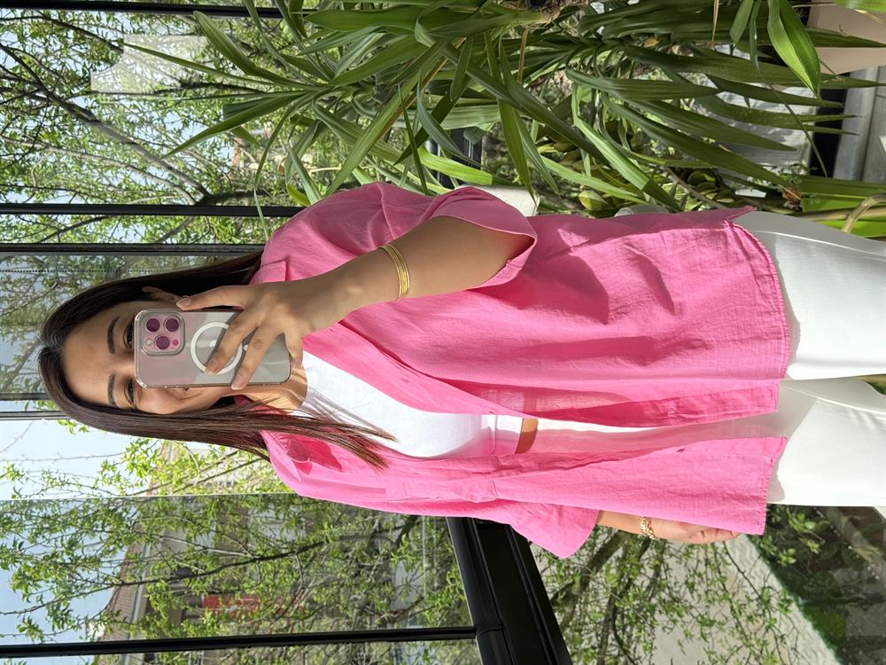 Tek Cep Natural Gömlek Pembe