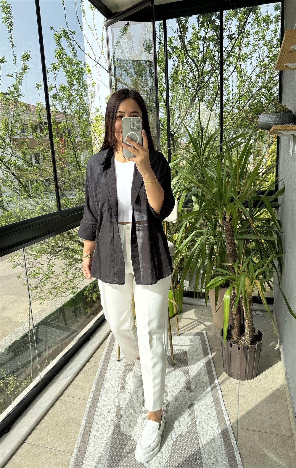 Tek Cep Natural Gömlek Siyah