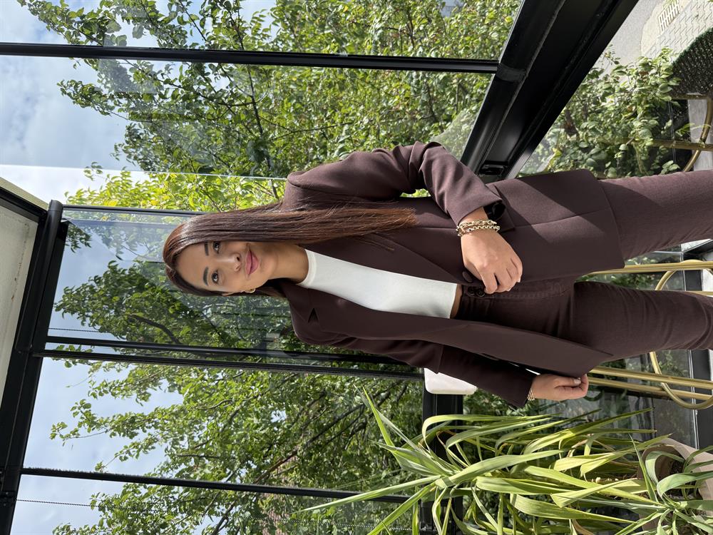 Tek Düğme Blazer Ceket Kahve