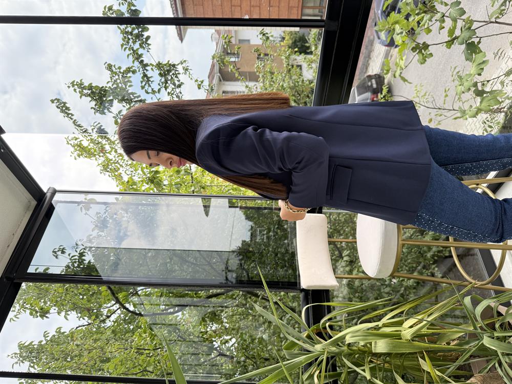 Tek Düğme Blazer Ceket Lacivert