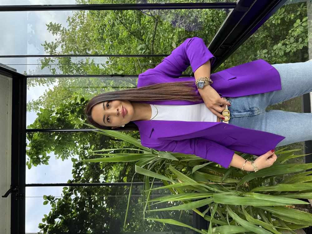 Tek Düğme Blazer Ceket Mor