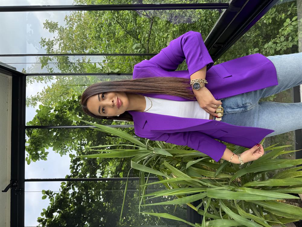 Tek Düğme Blazer Ceket Mor