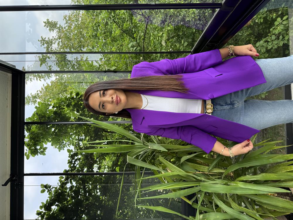 Tek Düğme Blazer Ceket Mor