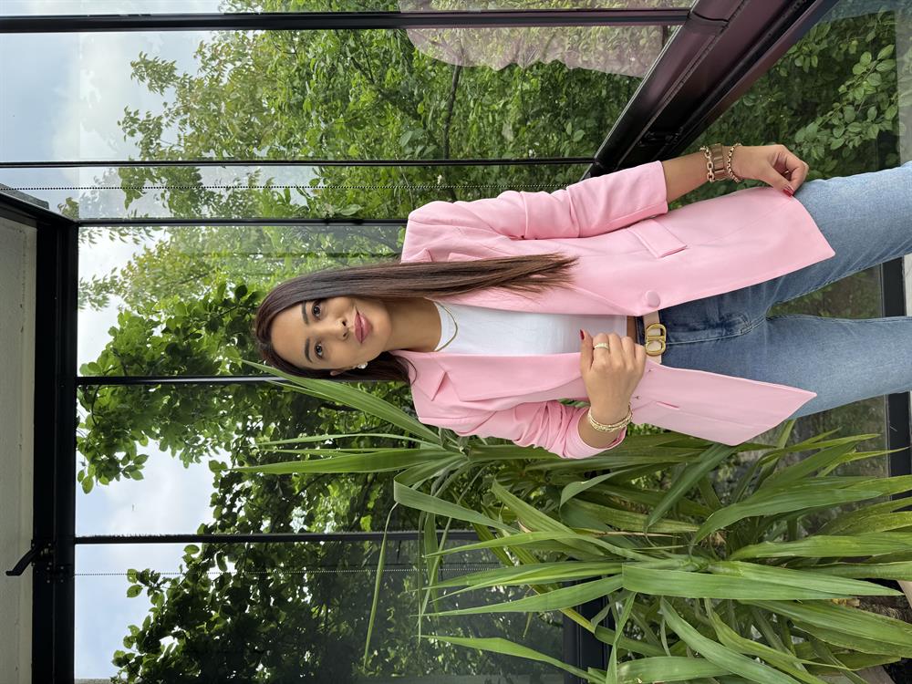 Tek Düğme Blazer Ceket Pembe