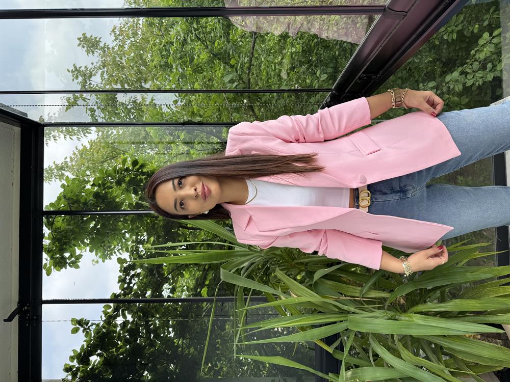 Tek Düğme Blazer Ceket Pembe