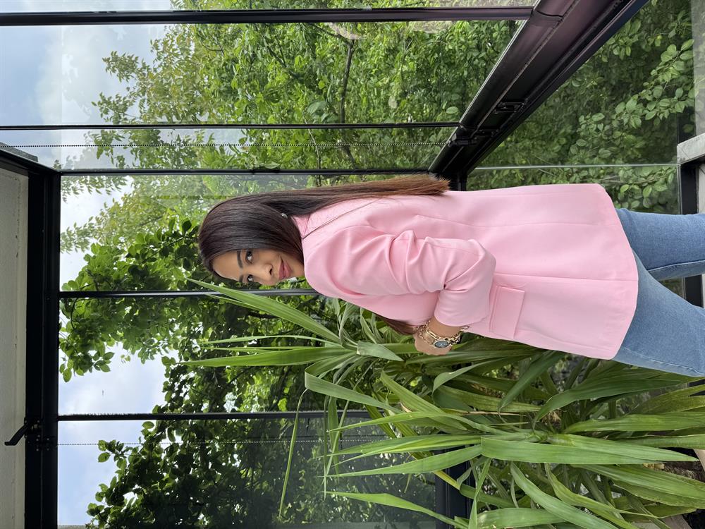 Tek Düğme Blazer Ceket Pembe