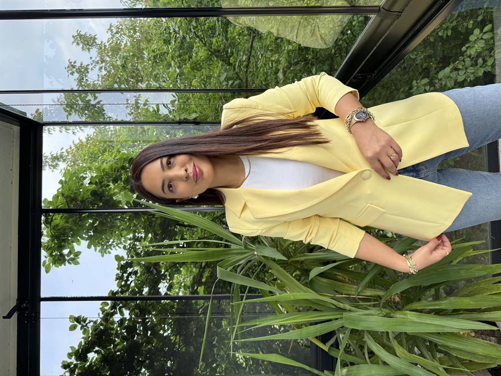 Tek Düğme Blazer Ceket Sarı