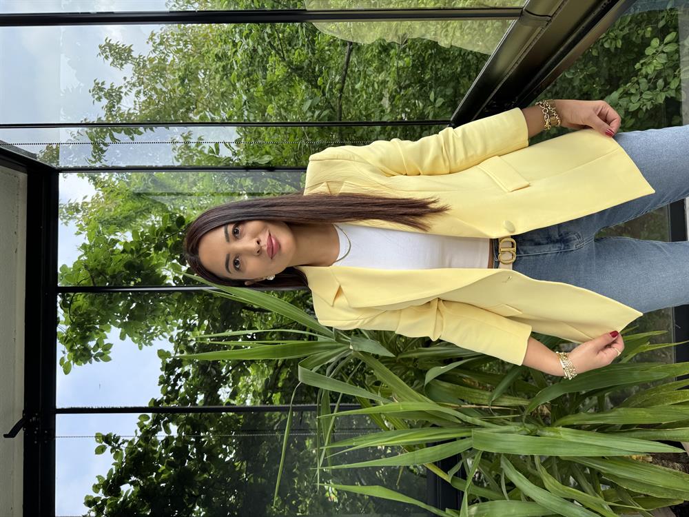 Tek Düğme Blazer Ceket Sarı