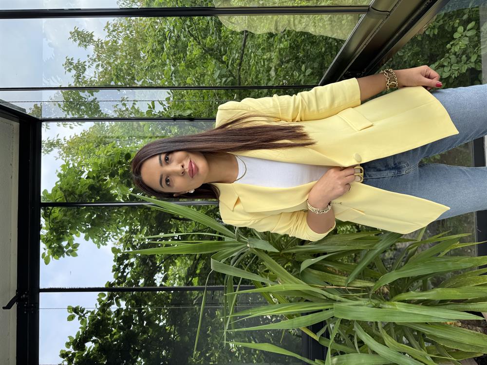 Tek Düğme Blazer Ceket Sarı