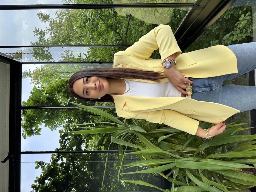 Tek Düğme Blazer Ceket Sarı