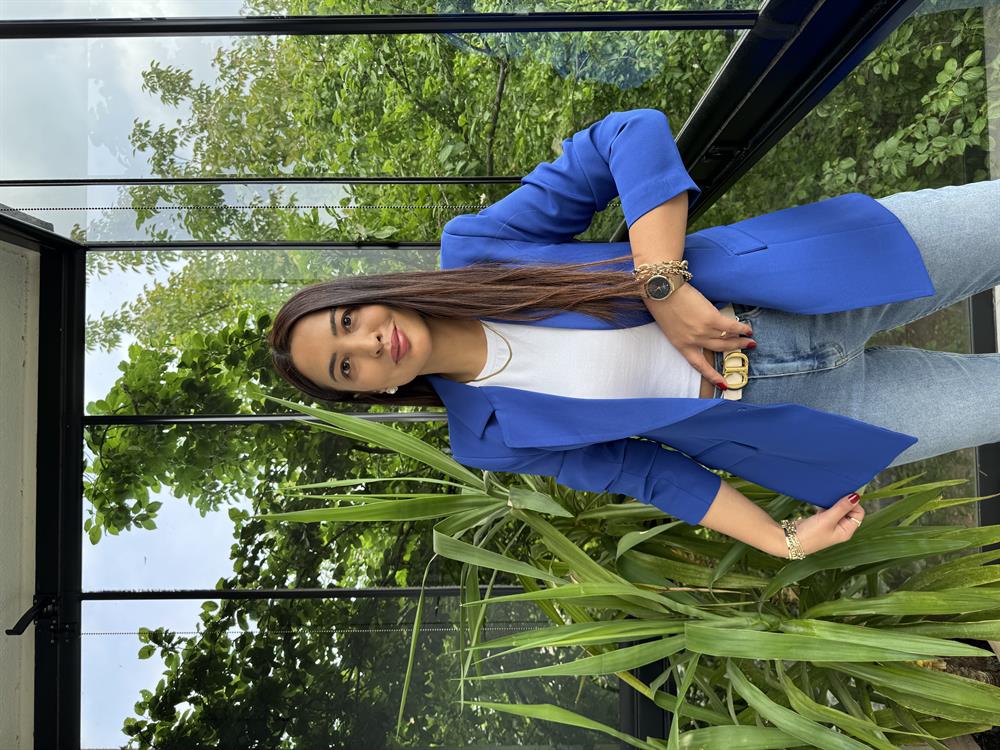 Tek Düğme Blazer Ceket Sax Mavi