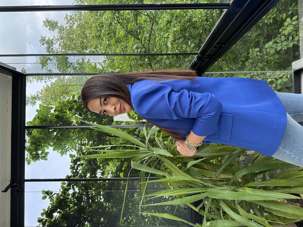 Tek Düğme Blazer Ceket Sax Mavi