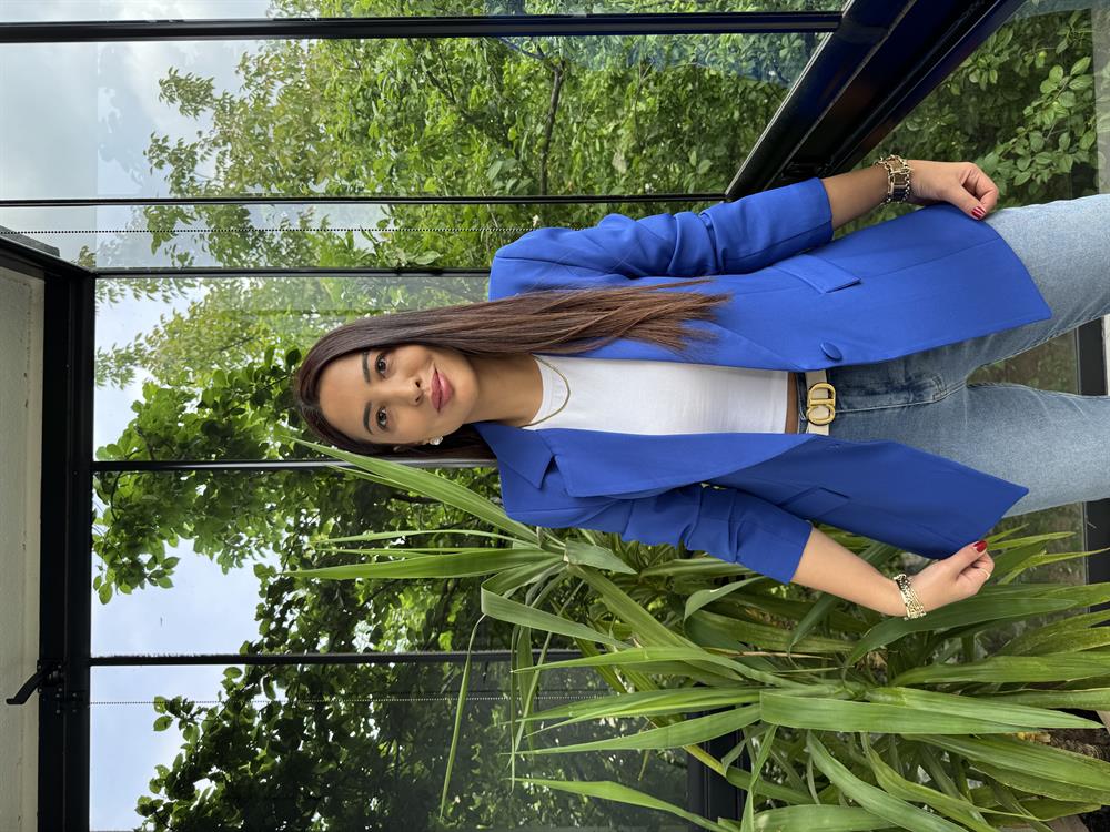 Tek Düğme Blazer Ceket Sax Mavi