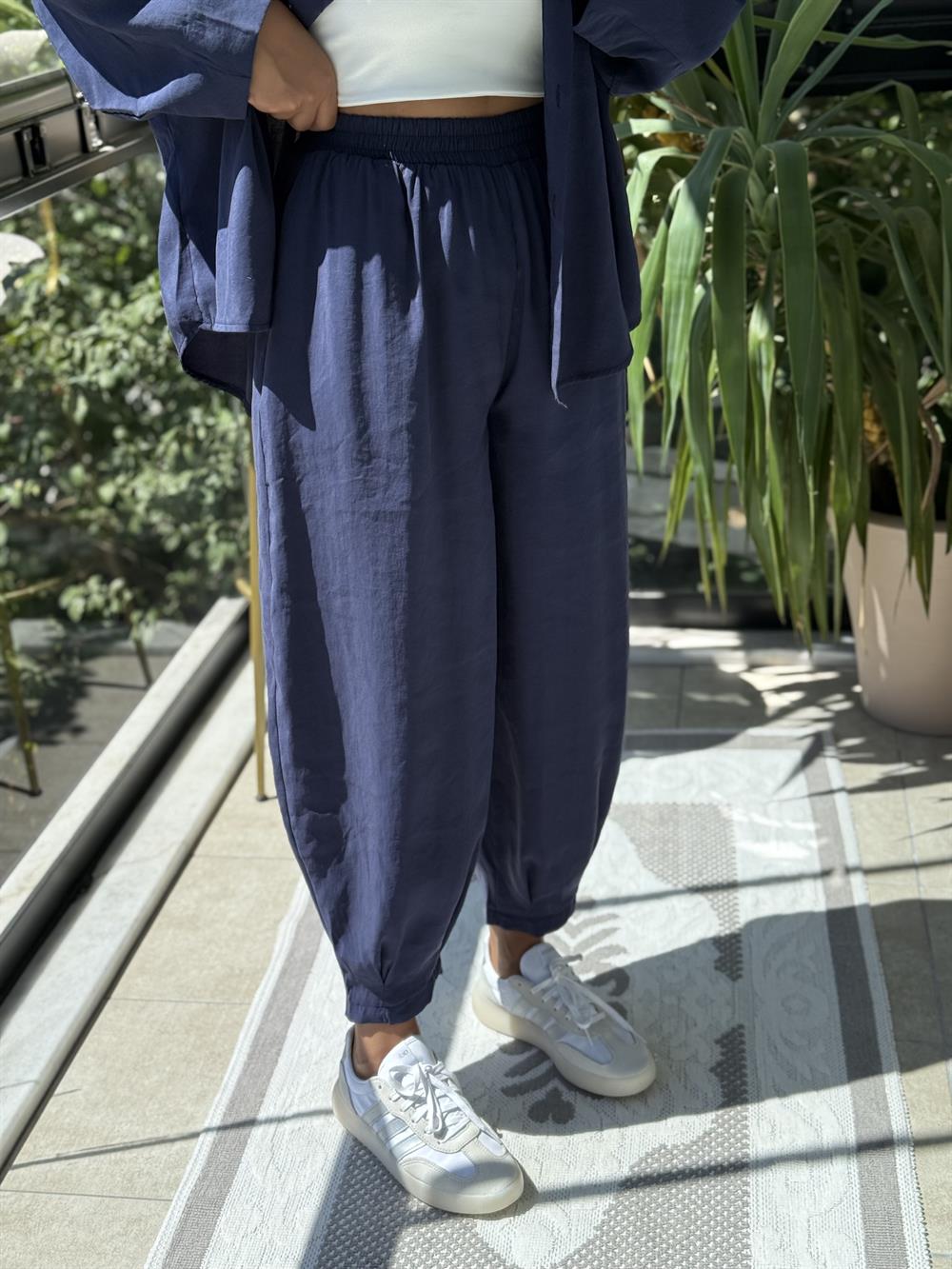 Modal Gömlek Şalvar Takım Lacivert