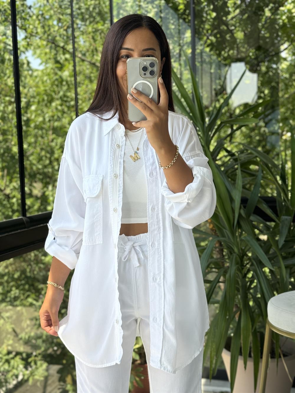 Tensel Kumaş Takım Beyaz