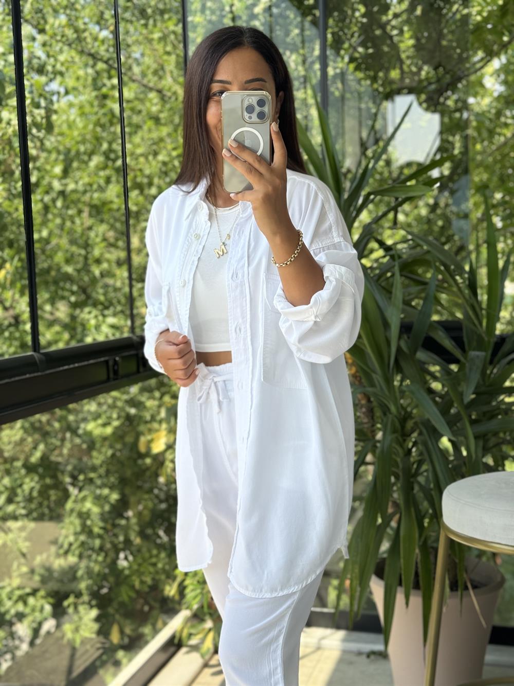 Tensel Kumaş Takım Beyaz