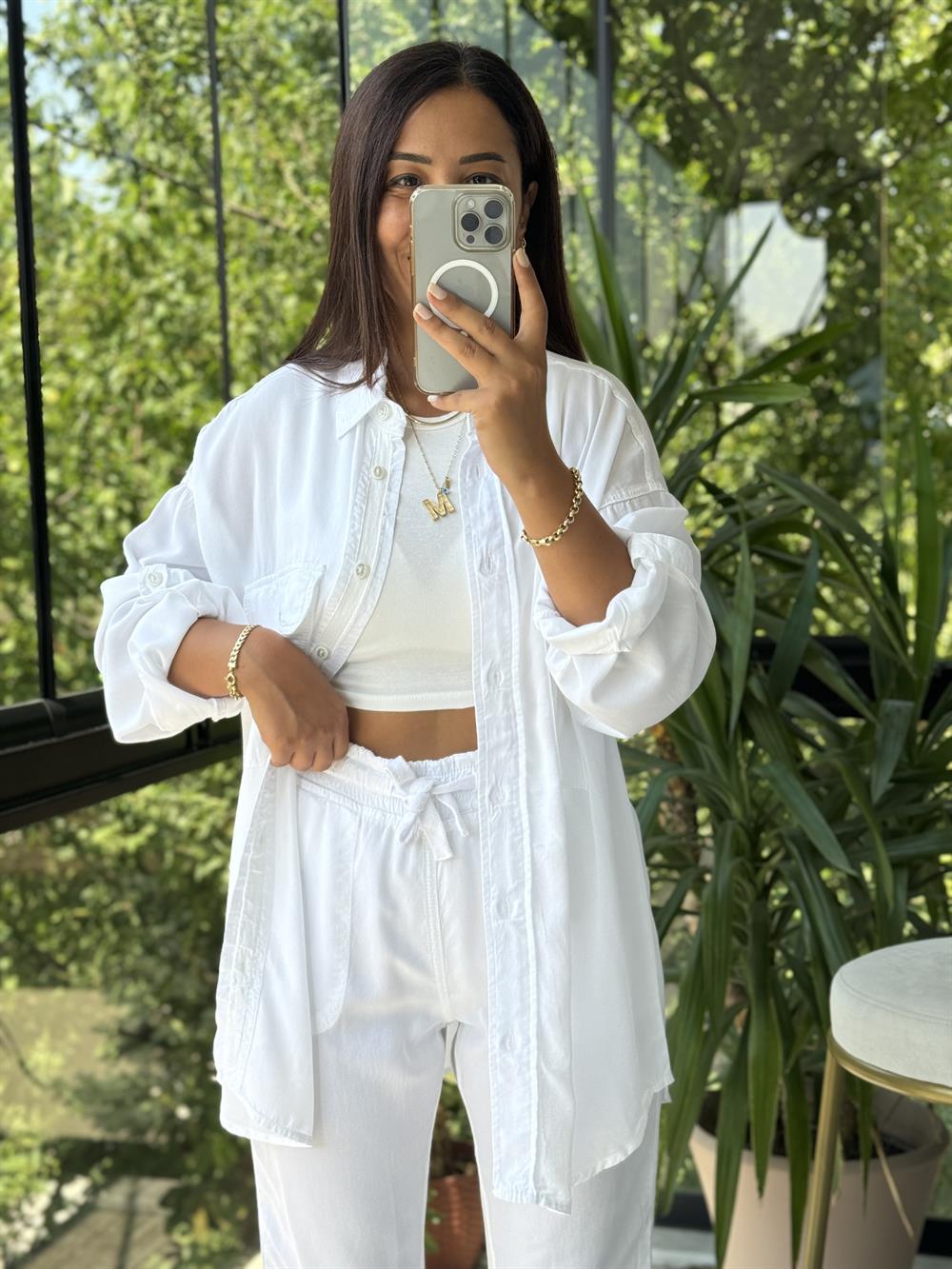 Tensel Kumaş Takım Beyaz