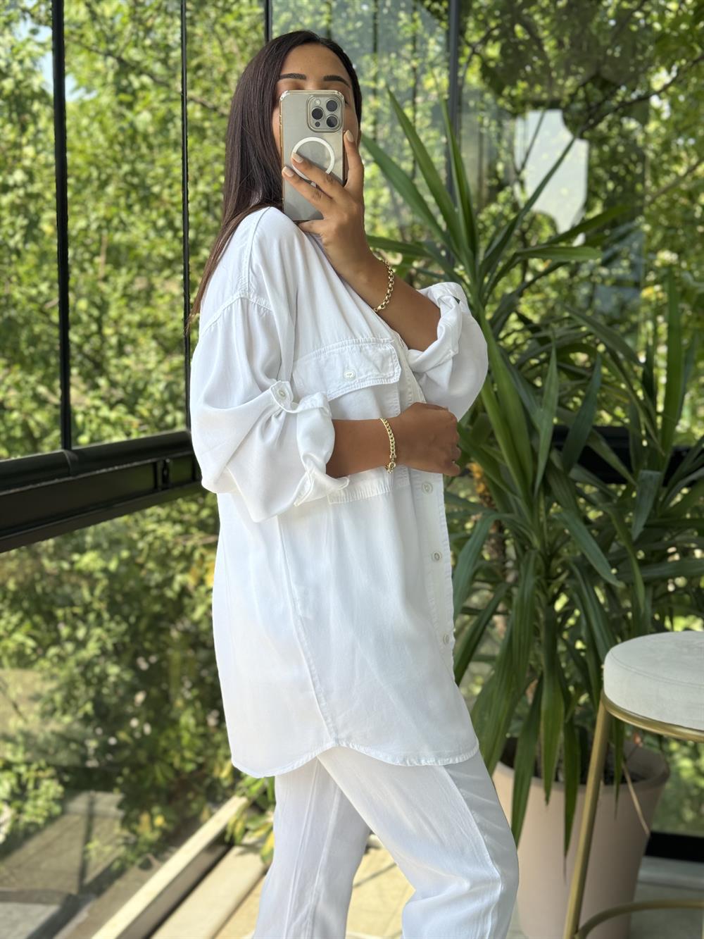 Tensel Kumaş Takım Beyaz