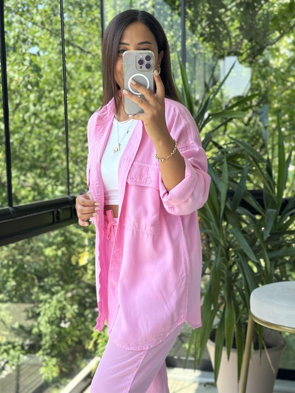 Tensel Kumaş Takım Pembe