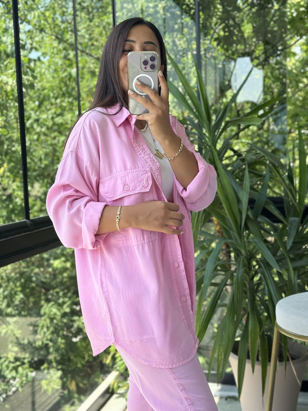 Tensel Kumaş Takım Pembe